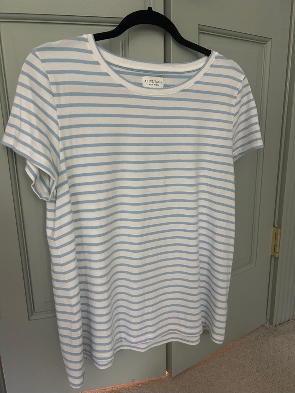 Alice Walk White and Pale Blue Striped Tee